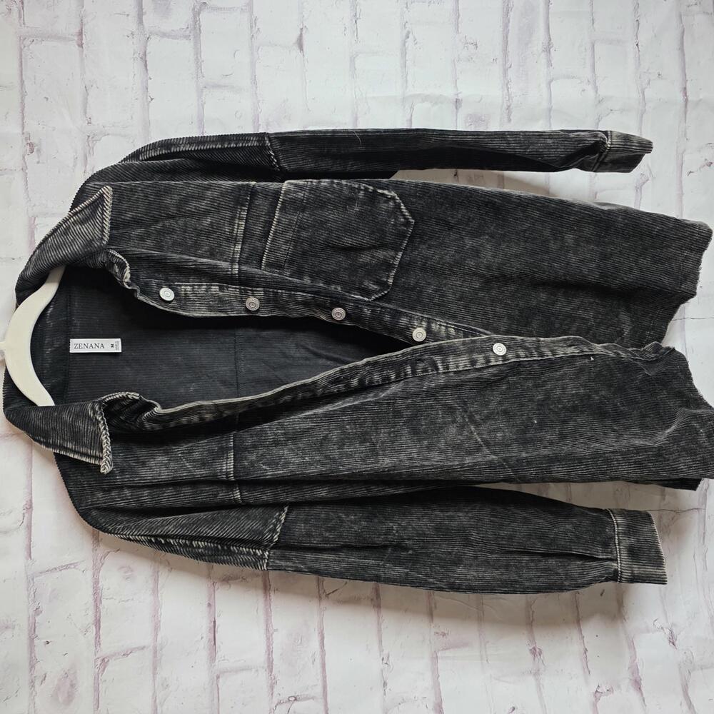 Black Corderoy Button Up Jacket